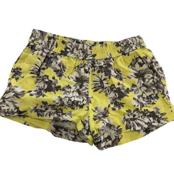J Crew Shorts Womens Small Yellow Floral Print Linen Cotton Blend Summer Casual - Picture 2 of 7